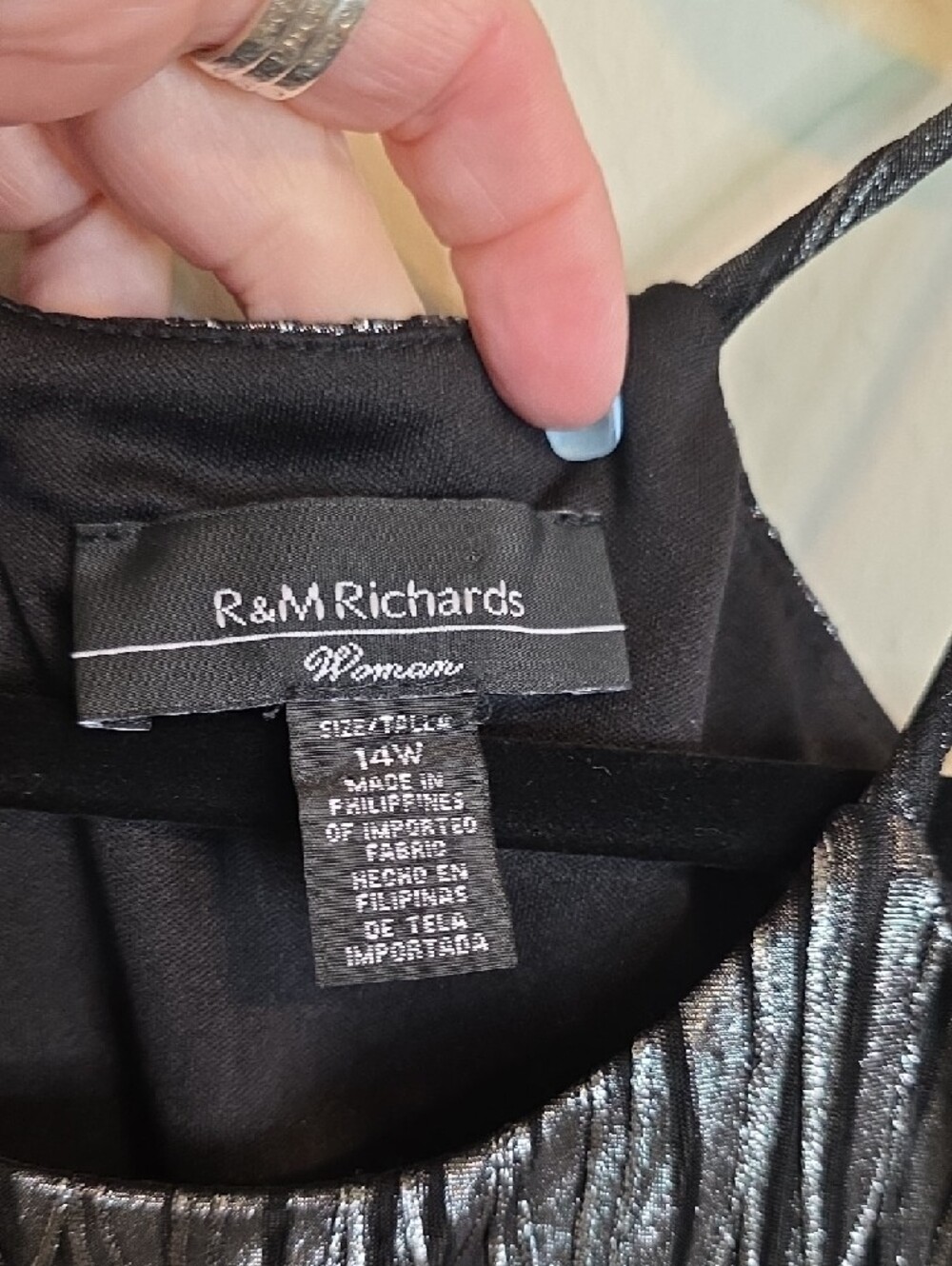 R&M Richards Black Silver Metallic Midi Dress - Picture 2 of 7